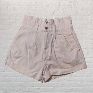 Forever 21 Womens S Shorts White Denim Paperbag Waist